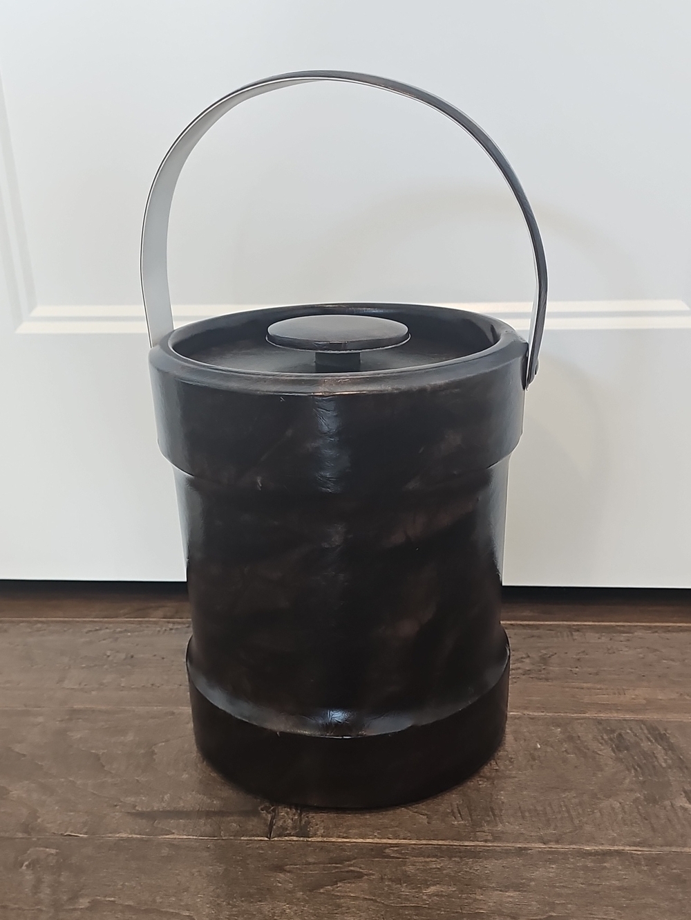 MCM RARE Chocolate Brown Vegan Leather Vintage Ice Bucket with Handle